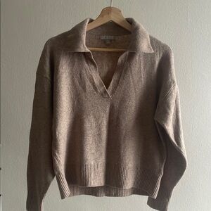 J. Crew Cream V-Neck Sweater with Relaxed Fit